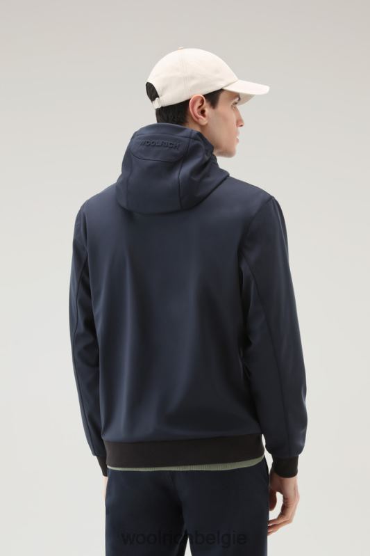Hoodie met volledige ritssluiting van softshell Woolrich Heren 8TTN0416 Melton blauw kleding