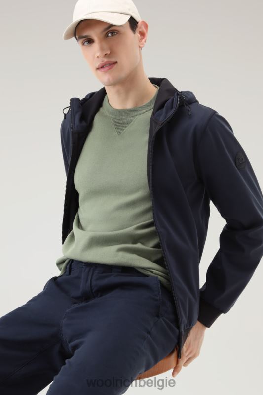 Hoodie met volledige ritssluiting van softshell Woolrich Heren 8TTN0416 Melton blauw kleding