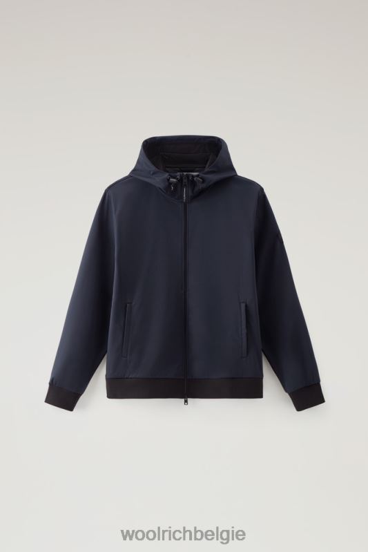 Hoodie met volledige ritssluiting van softshell Woolrich Heren 8TTN0416 Melton blauw kleding