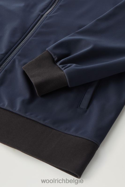 Hoodie met volledige ritssluiting van softshell Woolrich Heren 8TTN0416 Melton blauw kleding