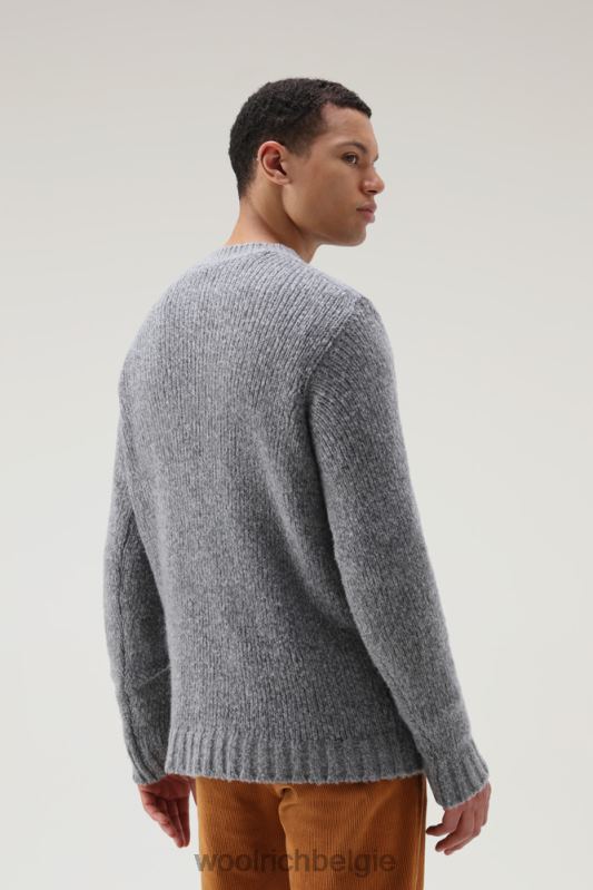Hunter-trui van scheerwol met ronde hals Woolrich Heren 8TTN0731 grijs gemêleerd kleding