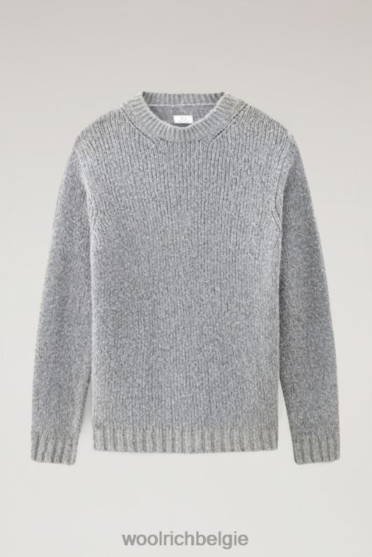 Hunter-trui van scheerwol met ronde hals Woolrich Heren 8TTN0731 grijs gemêleerd kleding