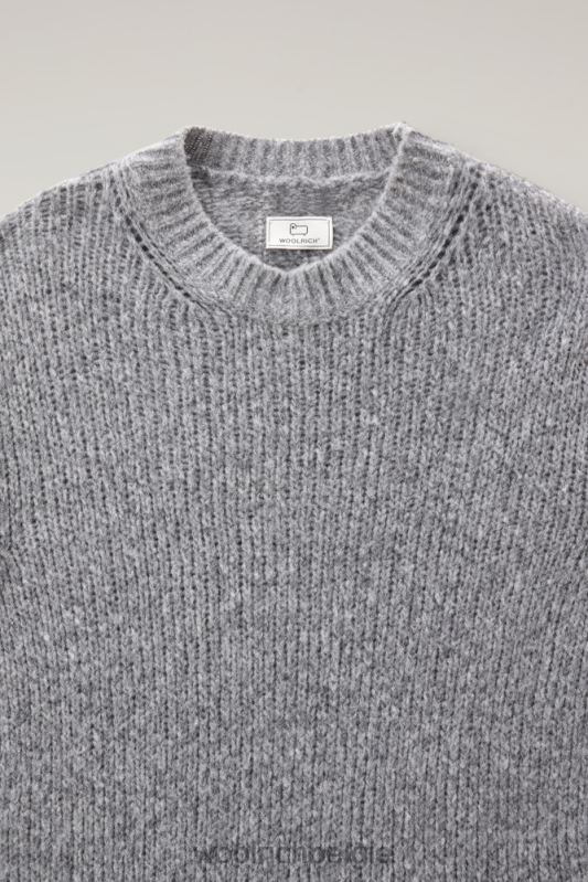 Hunter-trui van scheerwol met ronde hals Woolrich Heren 8TTN0731 grijs gemêleerd kleding