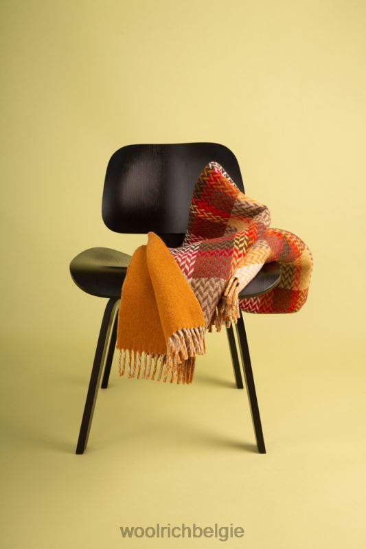 Jacquard geruite deken van een wolmix Woolrich unisex 8TTN0268 sparrenhout accessoires