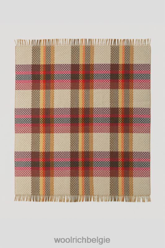 Jacquard geruite deken van een wolmix Woolrich unisex 8TTN0268 sparrenhout accessoires