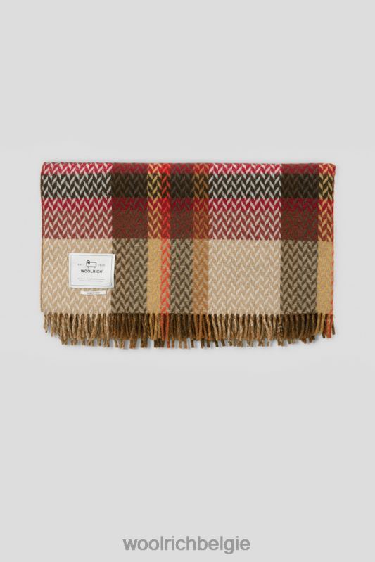Jacquard geruite deken van een wolmix Woolrich unisex 8TTN0268 sparrenhout accessoires