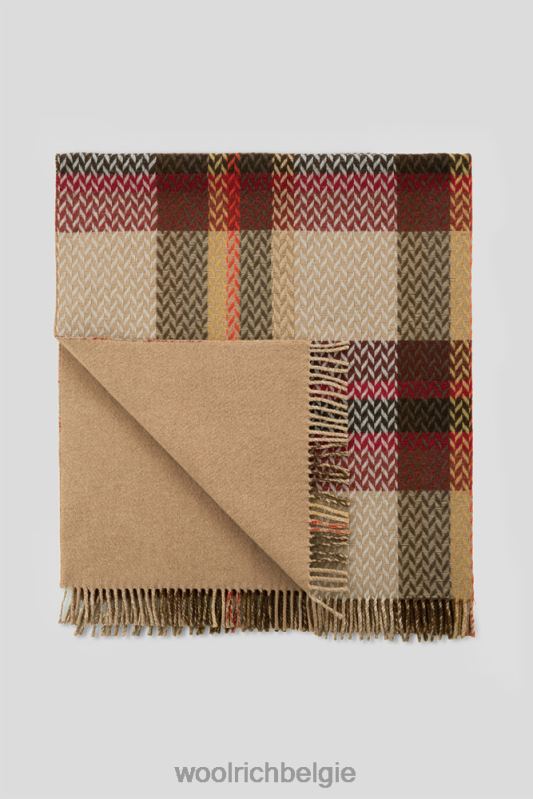 Jacquard geruite deken van een wolmix Woolrich unisex 8TTN0268 sparrenhout accessoires