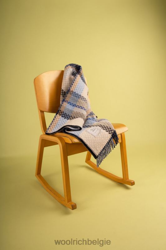 Jacquard geruite deken van een wolmix Woolrich unisex 8TTN0271 blauw meer accessoires