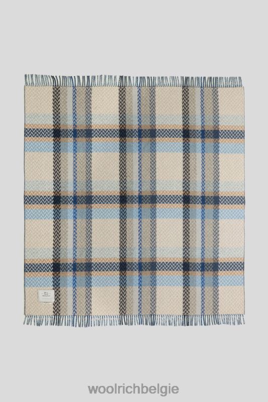 Jacquard geruite deken van een wolmix Woolrich unisex 8TTN0271 blauw meer accessoires