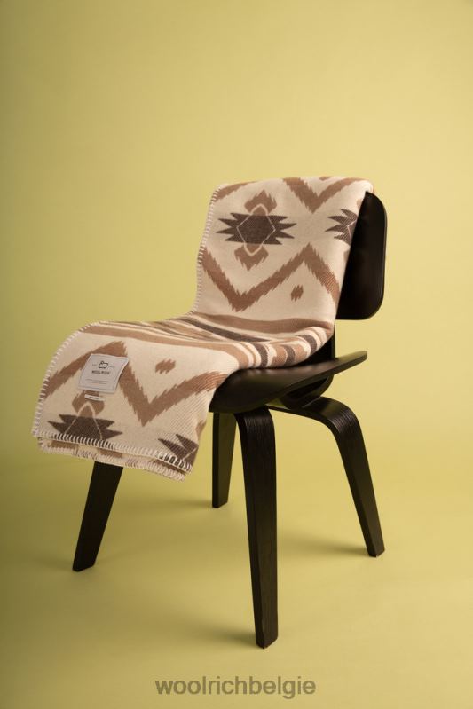 Jacquardstreepdeken van zuivere wol Woolrich unisex 8TTN0238 melkachtige crème accessoires