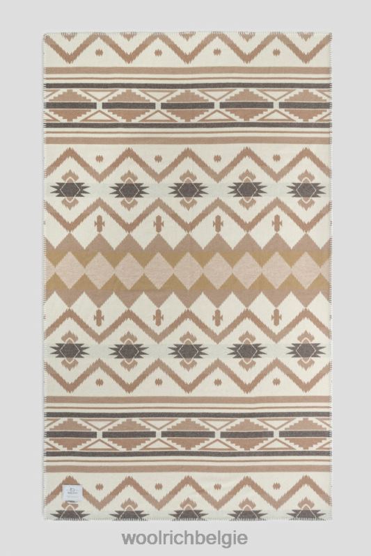 Jacquardstreepdeken van zuivere wol Woolrich unisex 8TTN0238 melkachtige crème accessoires