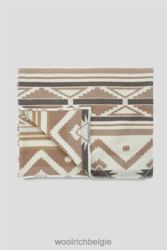 Jacquardstreepdeken van zuivere wol Woolrich unisex 8TTN0238 melkachtige crème accessoires