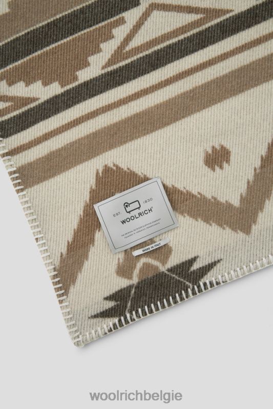 Jacquardstreepdeken van zuivere wol Woolrich unisex 8TTN0238 melkachtige crème accessoires