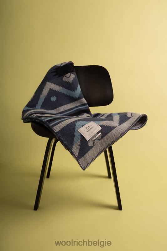 Jacquardstreepdeken van zuivere wol Woolrich unisex 8TTN0267 Melton blauw accessoires