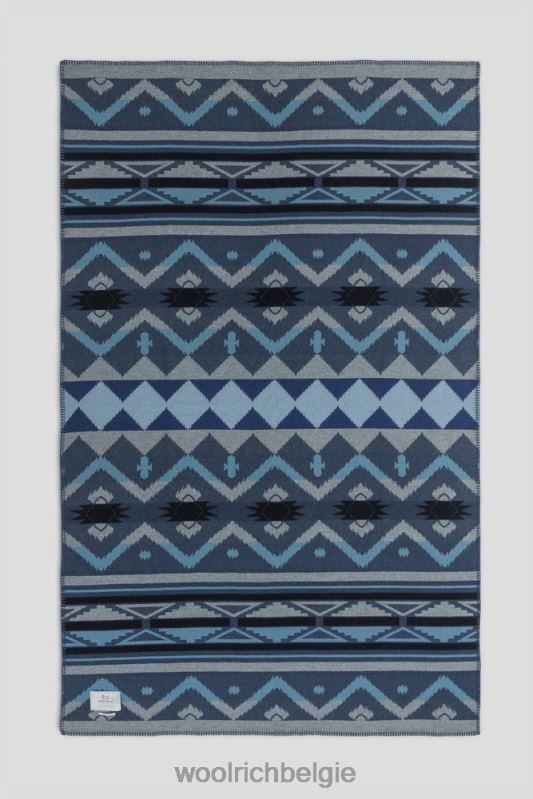 Jacquardstreepdeken van zuivere wol Woolrich unisex 8TTN0267 Melton blauw accessoires