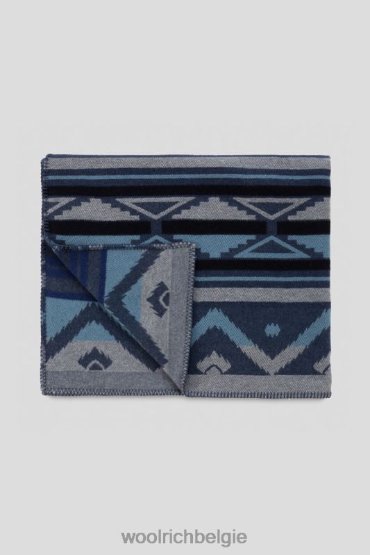 Jacquardstreepdeken van zuivere wol Woolrich unisex 8TTN0267 Melton blauw accessoires