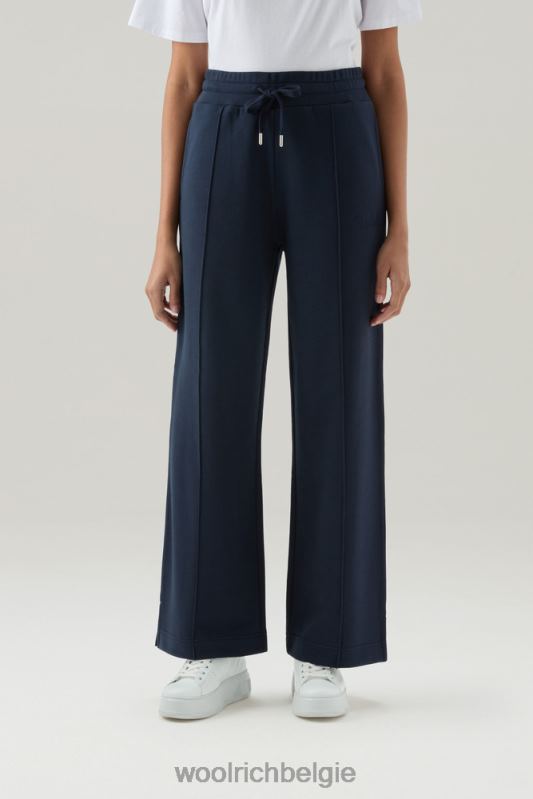 Joggingbroek met wijde pijpen van puur katoen Woolrich vrouwen 8TTN030 Melton blauw kleding