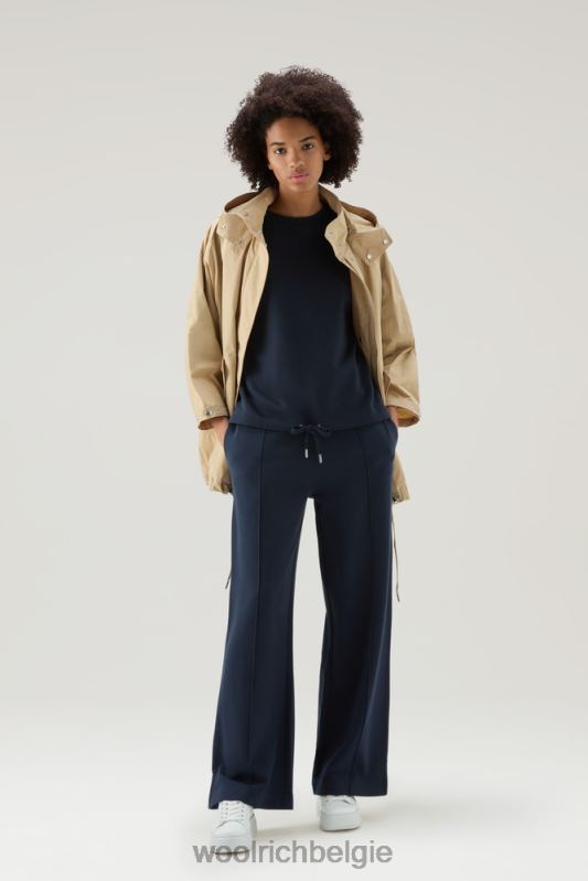 Joggingbroek met wijde pijpen van puur katoen Woolrich vrouwen 8TTN030 Melton blauw kleding