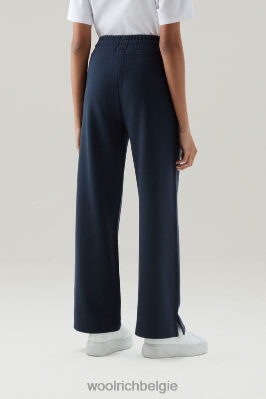 Joggingbroek met wijde pijpen van puur katoen Woolrich vrouwen 8TTN030 Melton blauw kleding