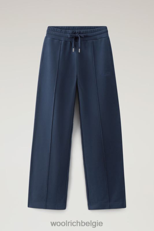 Joggingbroek met wijde pijpen van puur katoen Woolrich vrouwen 8TTN030 Melton blauw kleding