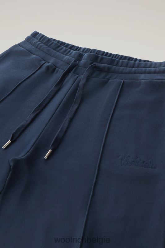 Joggingbroek met wijde pijpen van puur katoen Woolrich vrouwen 8TTN030 Melton blauw kleding