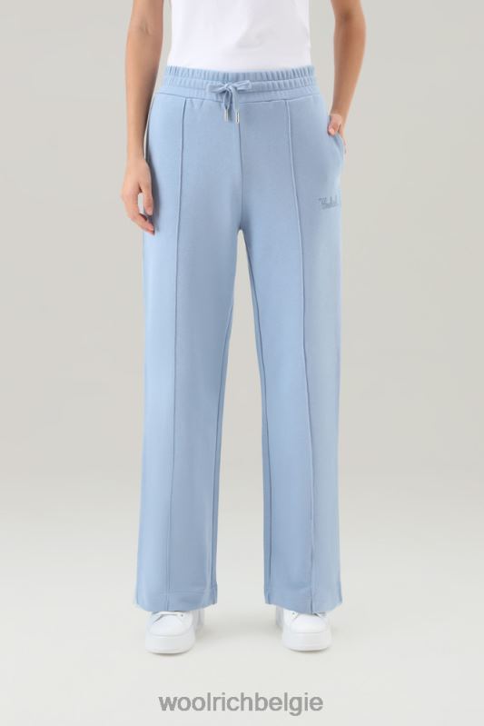 Joggingbroek met wijde pijpen van puur katoen Woolrich vrouwen 8TTN053 bleek indigo kleding