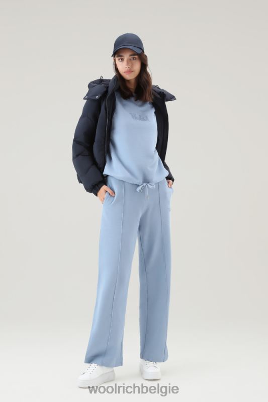 Joggingbroek met wijde pijpen van puur katoen Woolrich vrouwen 8TTN053 bleek indigo kleding