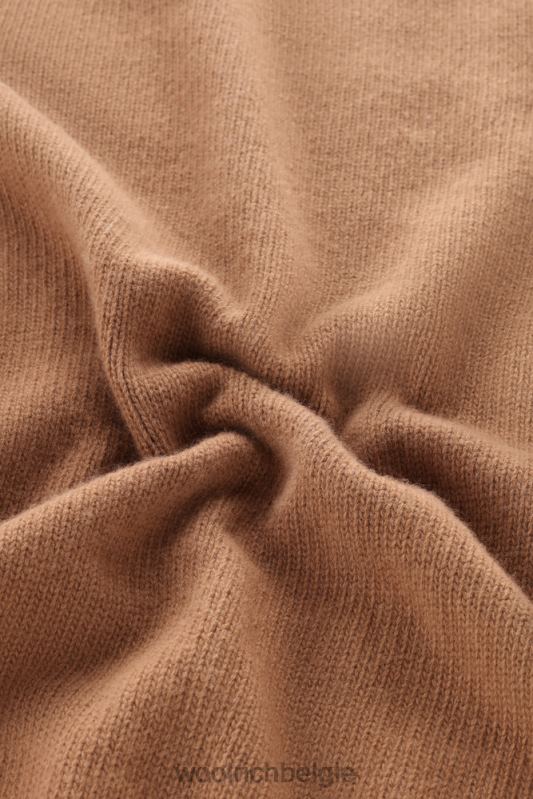 Kabelgebreide ronde hals van scheerwol Woolrich Heren 8TTN0695 Alaskan bruin kleding
