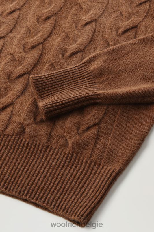 Kasjmier kabelgebreide coltrui Woolrich vrouwen 8TTN0269 donkere kameel kleding