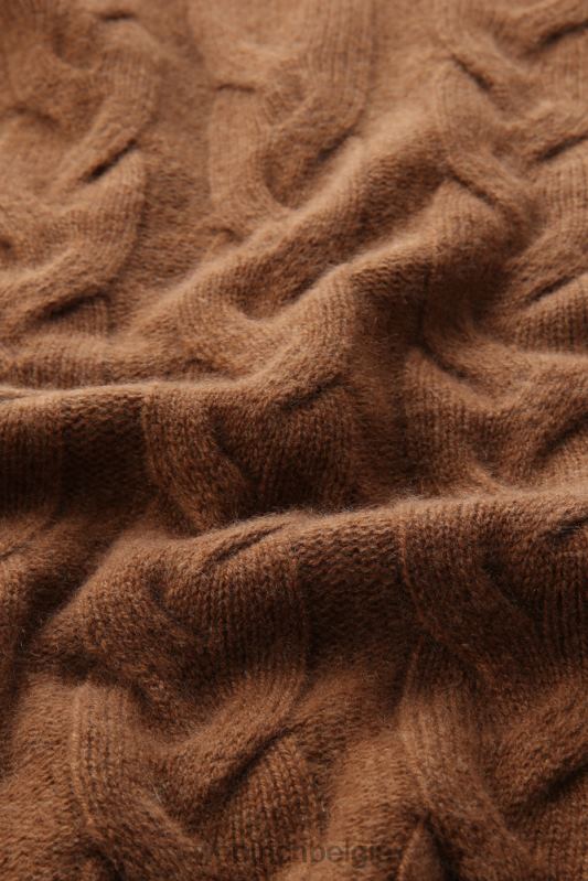 Kasjmier kabelgebreide coltrui Woolrich vrouwen 8TTN0269 donkere kameel kleding
