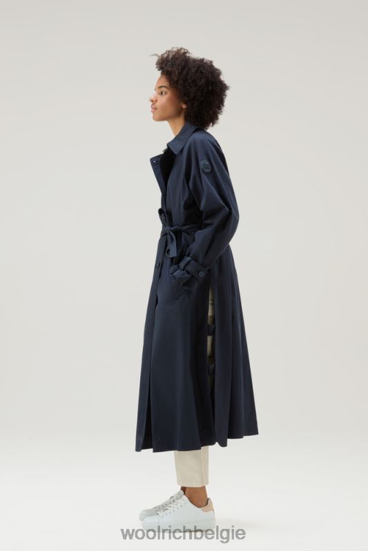 Katoenen trenchcoat aan het meer Woolrich vrouwen 8TTN0115 Melton blauw kleding