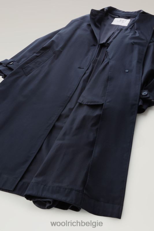 Katoenen trenchcoat aan het meer Woolrich vrouwen 8TTN0115 Melton blauw kleding