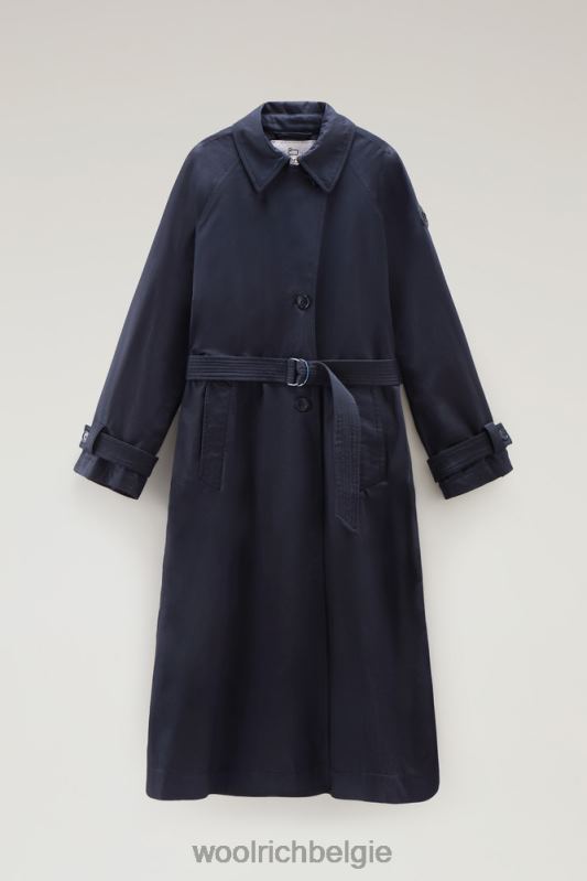 Katoenen trenchcoat aan het meer Woolrich vrouwen 8TTN0115 Melton blauw kleding
