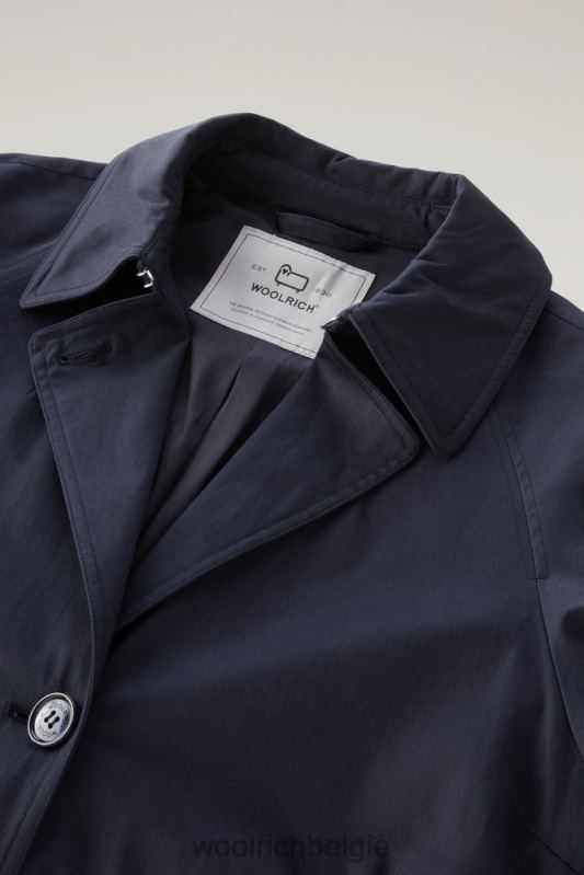 Katoenen trenchcoat aan het meer Woolrich vrouwen 8TTN0115 Melton blauw kleding