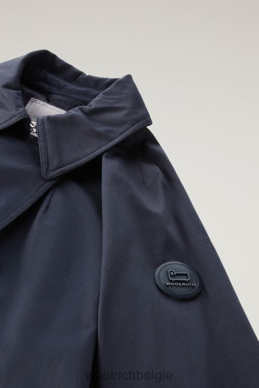Katoenen trenchcoat aan het meer Woolrich vrouwen 8TTN0115 Melton blauw kleding