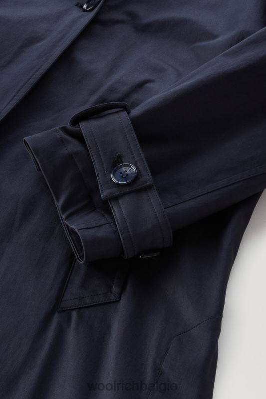 Katoenen trenchcoat aan het meer Woolrich vrouwen 8TTN0115 Melton blauw kleding