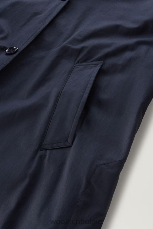 Katoenen trenchcoat aan het meer Woolrich vrouwen 8TTN0115 Melton blauw kleding