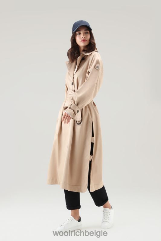 Katoenen trenchcoat aan het meer Woolrich vrouwen 8TTN025 veer beige kleding