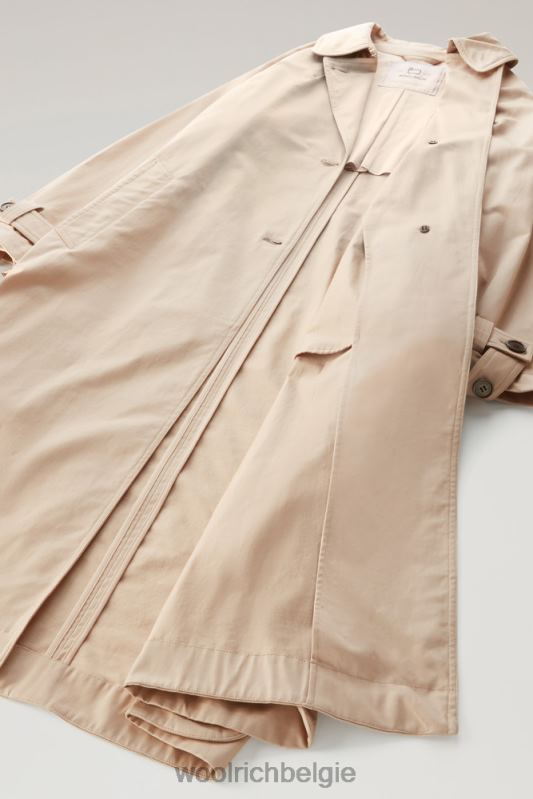 Katoenen trenchcoat aan het meer Woolrich vrouwen 8TTN025 veer beige kleding