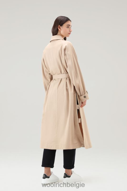 Katoenen trenchcoat aan het meer Woolrich vrouwen 8TTN025 veer beige kleding