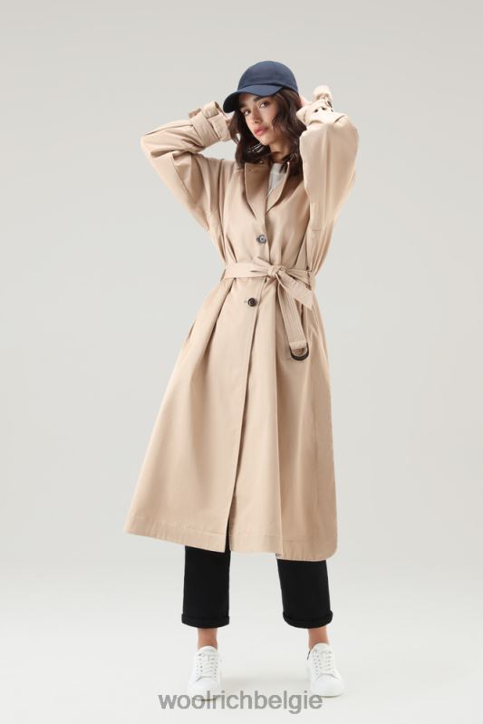 Katoenen trenchcoat aan het meer Woolrich vrouwen 8TTN025 veer beige kleding