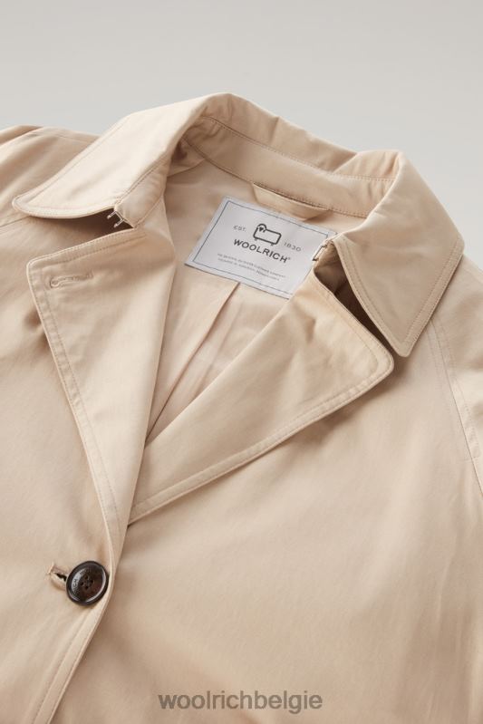 Katoenen trenchcoat aan het meer Woolrich vrouwen 8TTN025 veer beige kleding