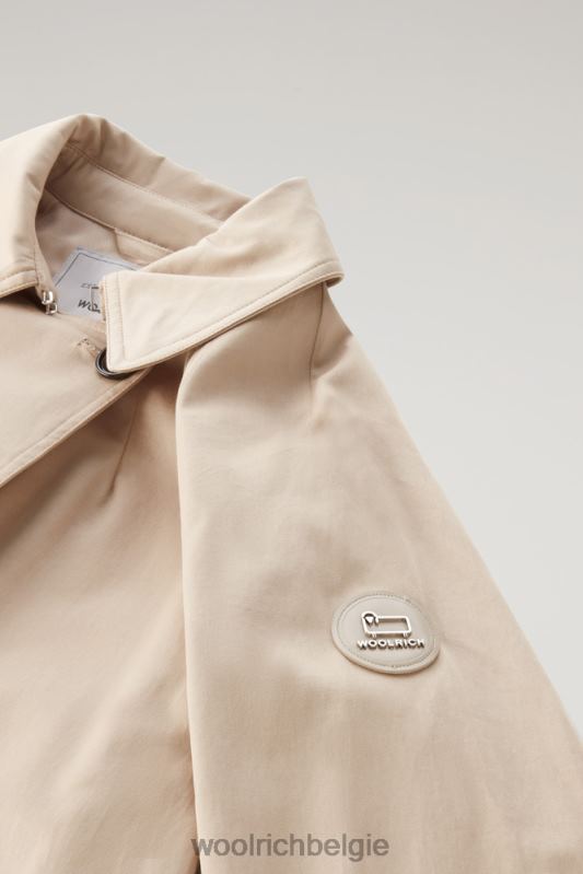 Katoenen trenchcoat aan het meer Woolrich vrouwen 8TTN025 veer beige kleding
