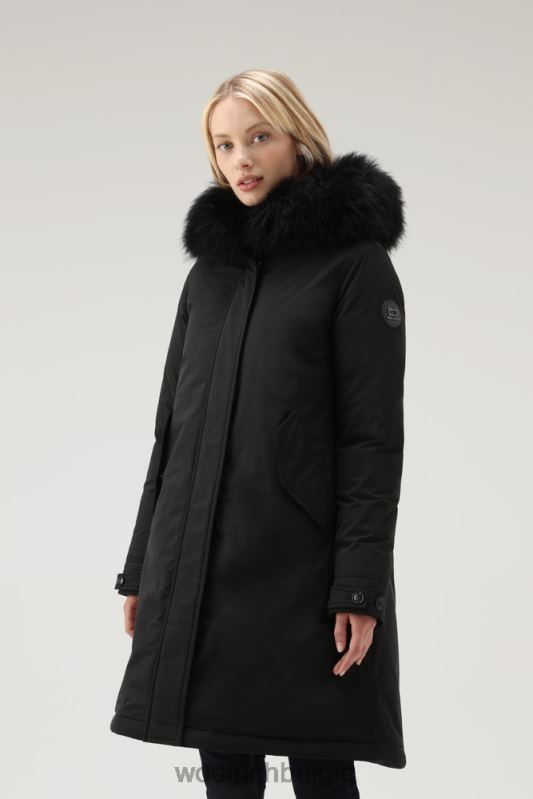 Keystone lange parka in urban touch met kasjmierbont Woolrich vrouwen 8TTN0221 zwart kleding