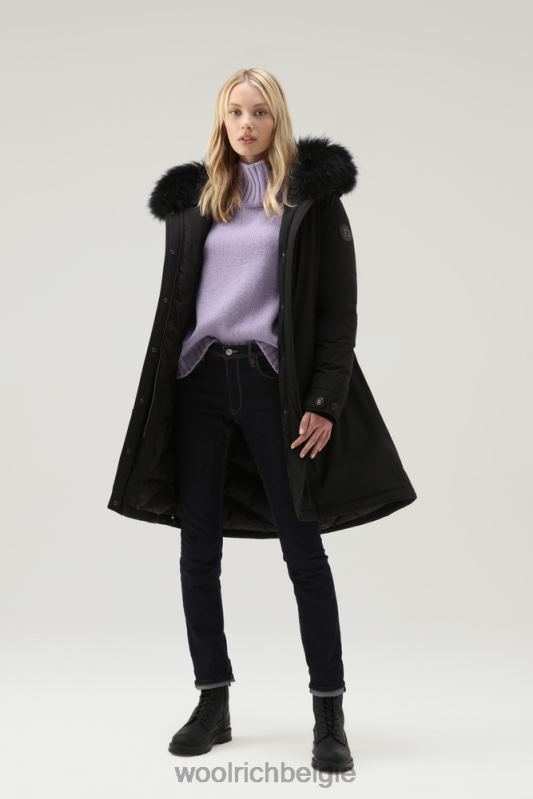 Keystone lange parka in urban touch met kasjmierbont Woolrich vrouwen 8TTN0221 zwart kleding