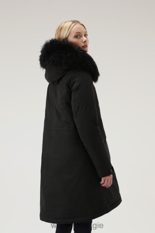 Keystone lange parka in urban touch met kasjmierbont Woolrich vrouwen 8TTN0221 zwart kleding