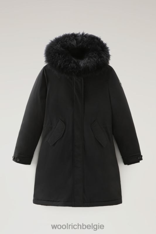 Keystone lange parka in urban touch met kasjmierbont Woolrich vrouwen 8TTN0221 zwart kleding