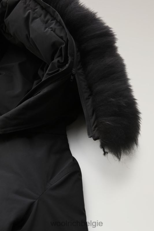 Keystone lange parka in urban touch met kasjmierbont Woolrich vrouwen 8TTN0221 zwart kleding