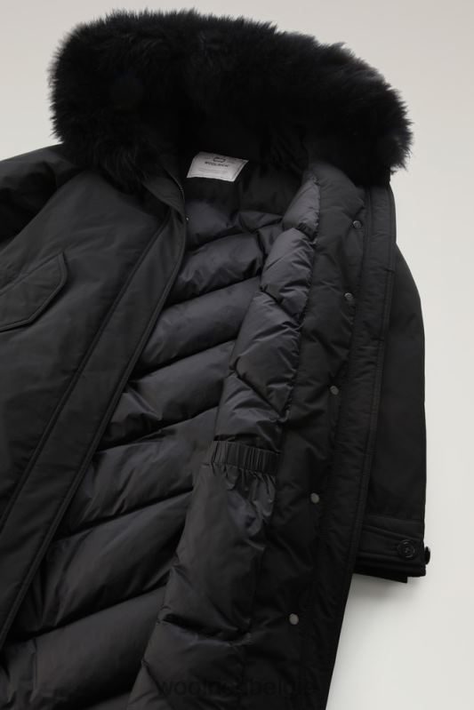 Keystone lange parka in urban touch met kasjmierbont Woolrich vrouwen 8TTN0221 zwart kleding