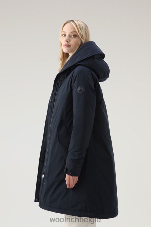Keystone lange parka in urban touch met kasjmierbont Woolrich vrouwen 8TTN0295 Melton blauw kleding